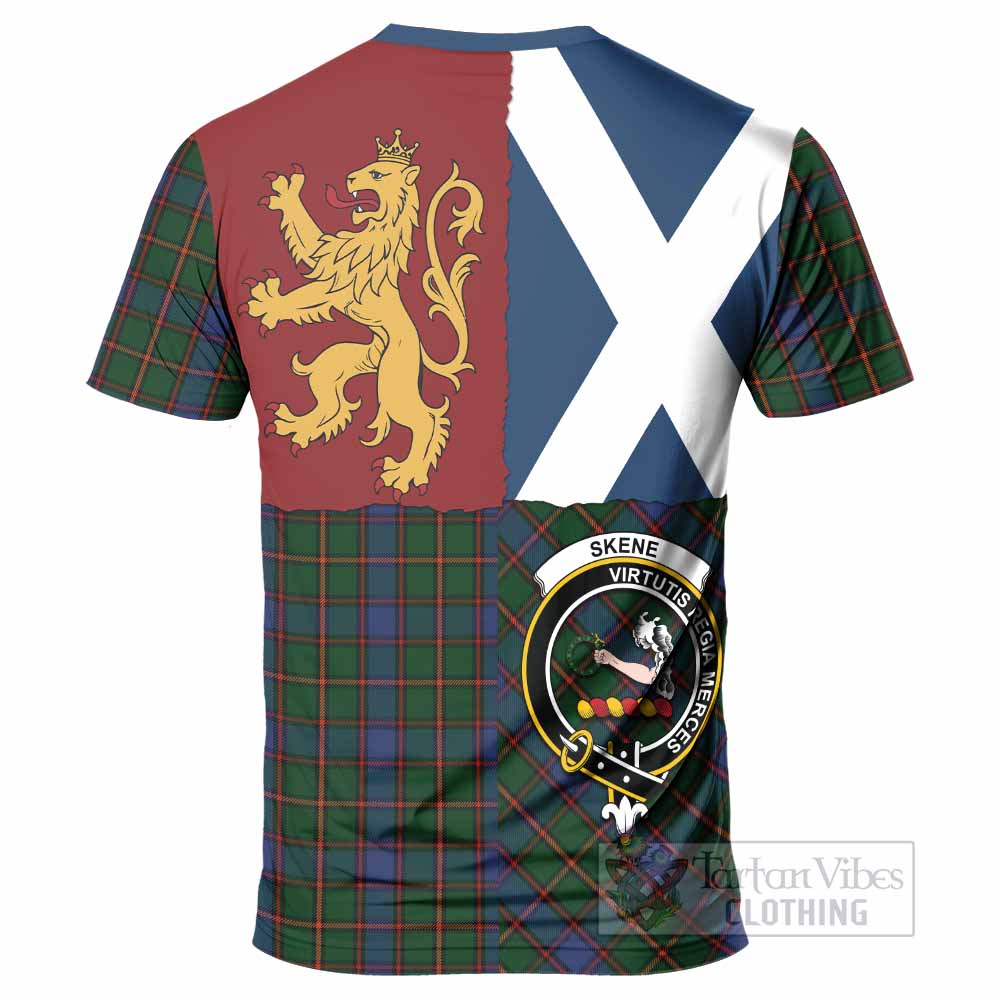 Skene Crest Tartan T-Shirt with Lion Rampant Saltire Style