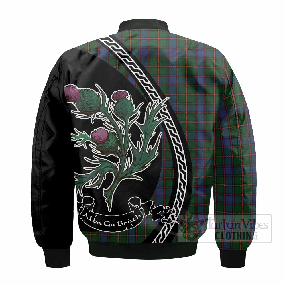 Skene Family Crest Tartan Bomber Jacket Alba Thistle Inspired - Tartan Vibes Clothing