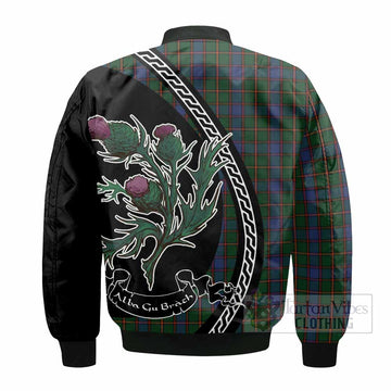 Skene Family Crest Tartan Bomber Jacket Alba Thistle Inspired