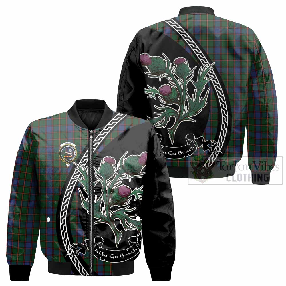 Skene Family Crest Tartan Bomber Jacket Alba Thistle Inspired - Tartan Vibes Clothing