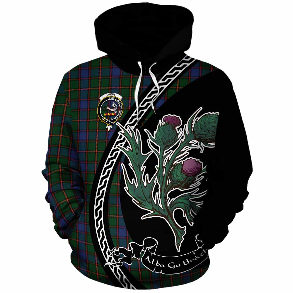 Skene Family Crest Tartan Cotton Hoodie Alba Thistle Inspired - Tartan Vibes Clothing