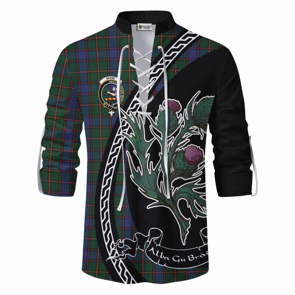 Skene Family Crest Tartan Ghillie Shirt Alba Thistle Inspired - Tartan Vibes Clothing