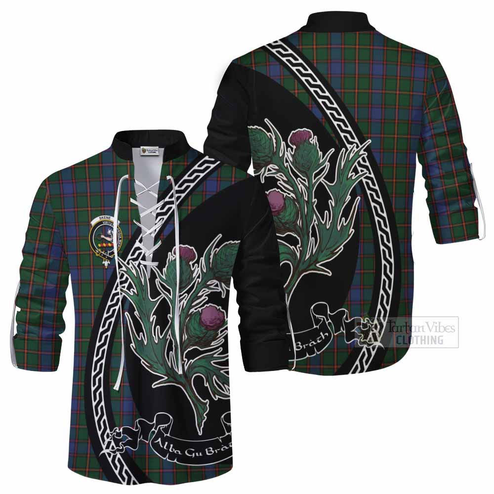 Skene Family Crest Tartan Ghillie Shirt Alba Thistle Inspired - Tartan Vibes Clothing