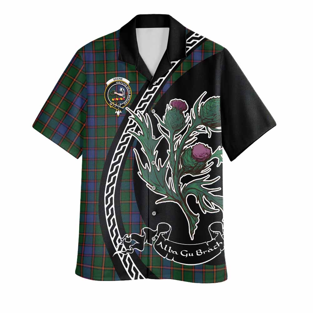 Skene Family Crest Tartan Hawaiian Shirt Alba Thistle Inspired - Tartan Vibes Clothing