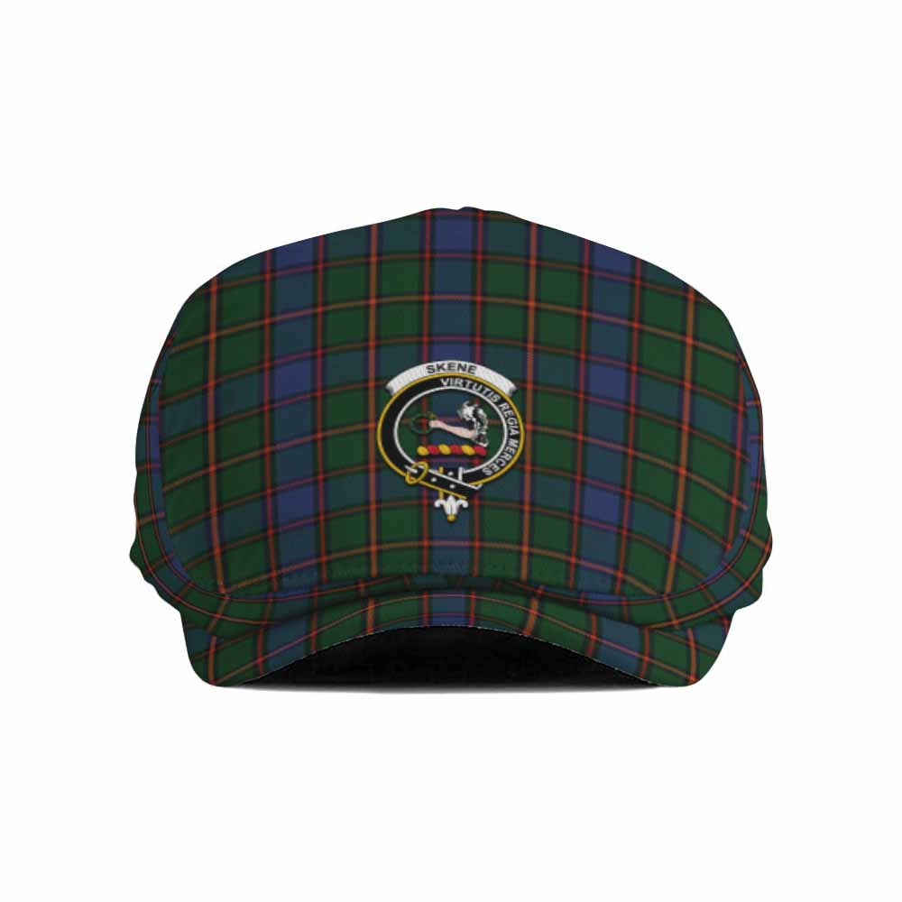 Skene Family Crest Tartan Jeff Cap, Tartan Flat Cap