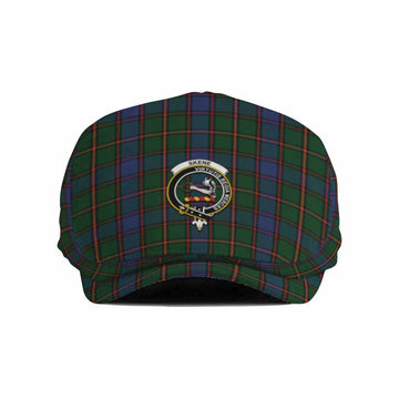 Skene Family Crest Tartan Jeff Cap, Tartan Flat Cap