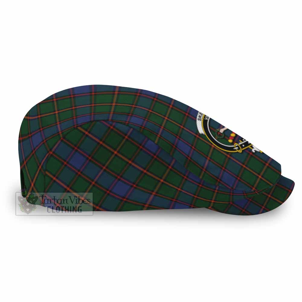 Skene Family Crest Tartan Jeff Cap, Tartan Flat Cap