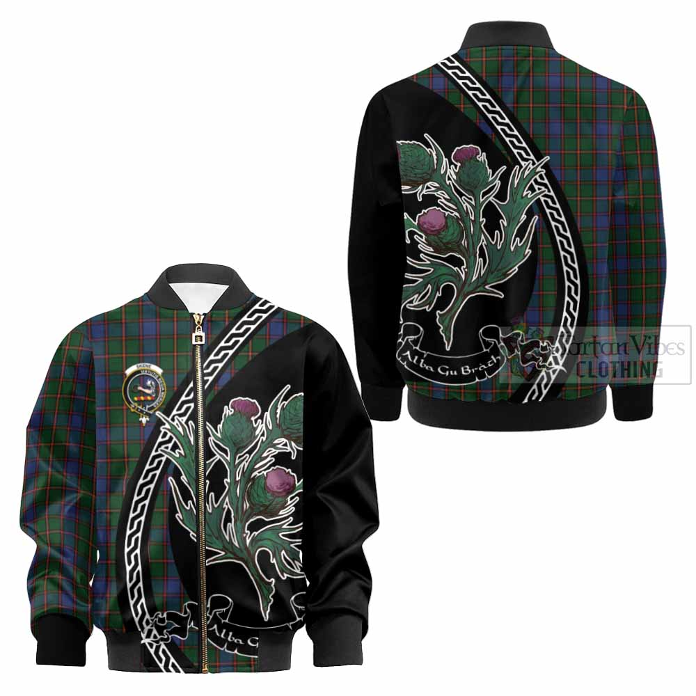 Skene Family Crest Tartan Kid Bomber Jacket Alba Thistle Inspired - Tartan Vibes Clothing