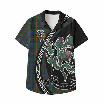 Skene Family Crest Tartan Kid Hawaiian Shirt Alba Thistle Inspired - Tartan Vibes Clothing