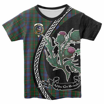 Skene Family Crest Tartan Kid T-shirt Alba Thistle Inspired - Tartan Vibes Clothing