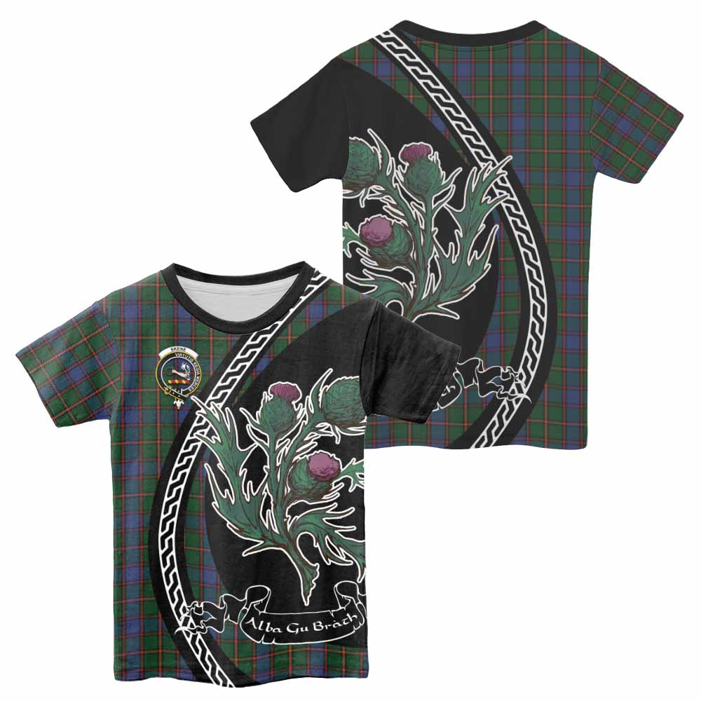 Skene Family Crest Tartan Kid T-shirt Alba Thistle Inspired - Tartan Vibes Clothing