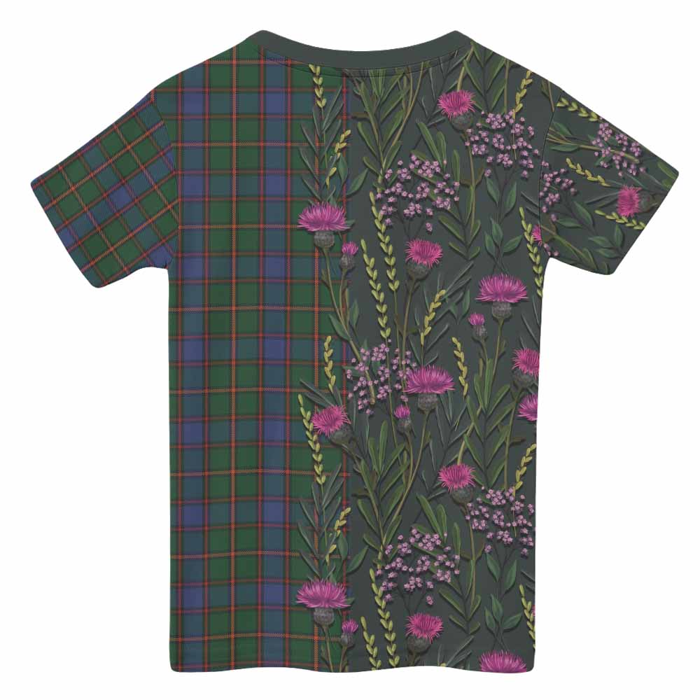 Skene Family Crest Tartan Kid T-shirt Scottish Thistle Flower Pattern Half Style - Tartan Vibes Clothing