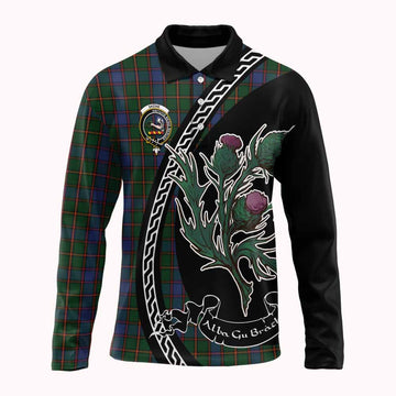 Skene Family Crest Tartan Long Sleeve Polo Shirt Alba Thistle Inspired