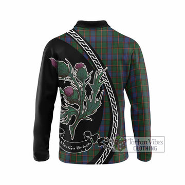 Skene Family Crest Tartan Long Sleeve Polo Shirt Alba Thistle Inspired