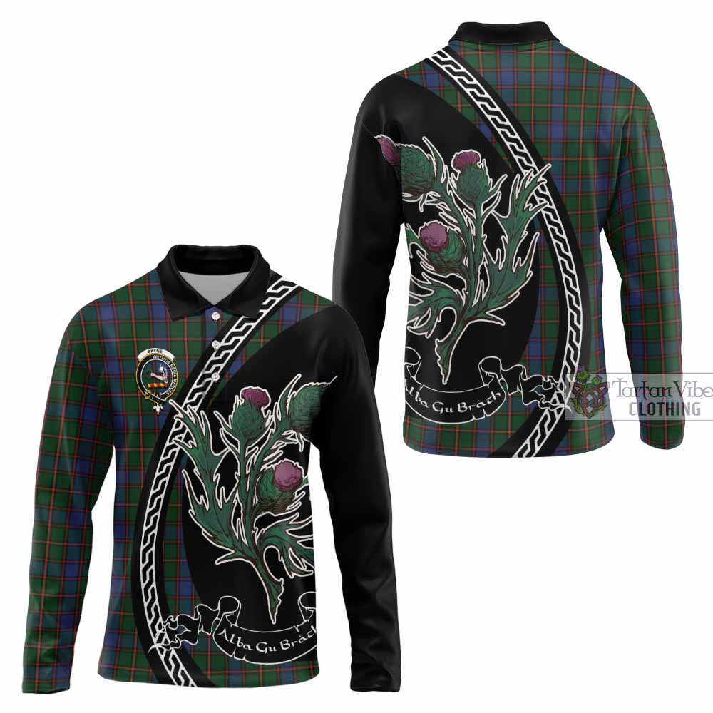 Skene Family Crest Tartan Long Sleeve Polo Shirt Alba Thistle Inspired - Tartan Vibes Clothing