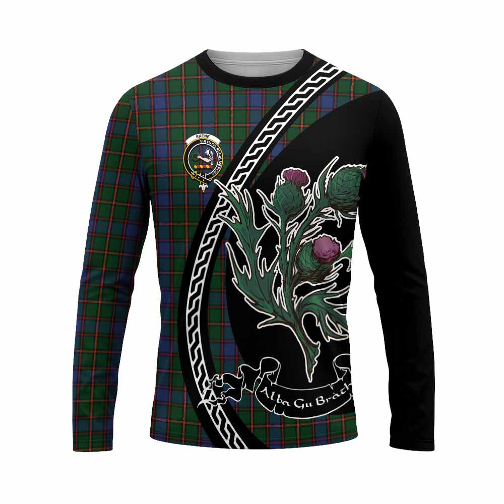 Skene Family Crest Tartan Long Sleeve T-Shirt Alba Thistle Inspired - Tartan Vibes Clothing