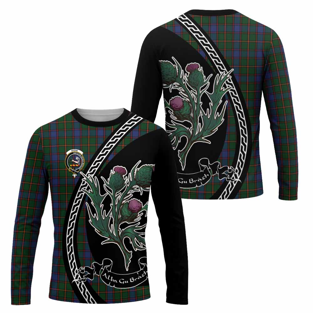 Skene Family Crest Tartan Long Sleeve T-Shirt Alba Thistle Inspired - Tartan Vibes Clothing