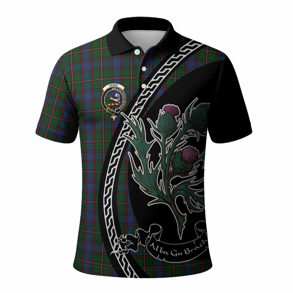 Skene Family Crest Tartan Polo Shirt Alba Thistle Inspired - Tartan Vibes Clothing