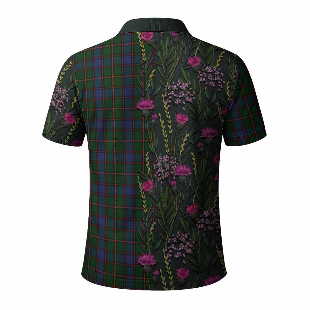 Skene Family Crest Tartan Polo Shirt Scottish Thistle Flower Pattern Half Style - Tartan Vibes Clothing