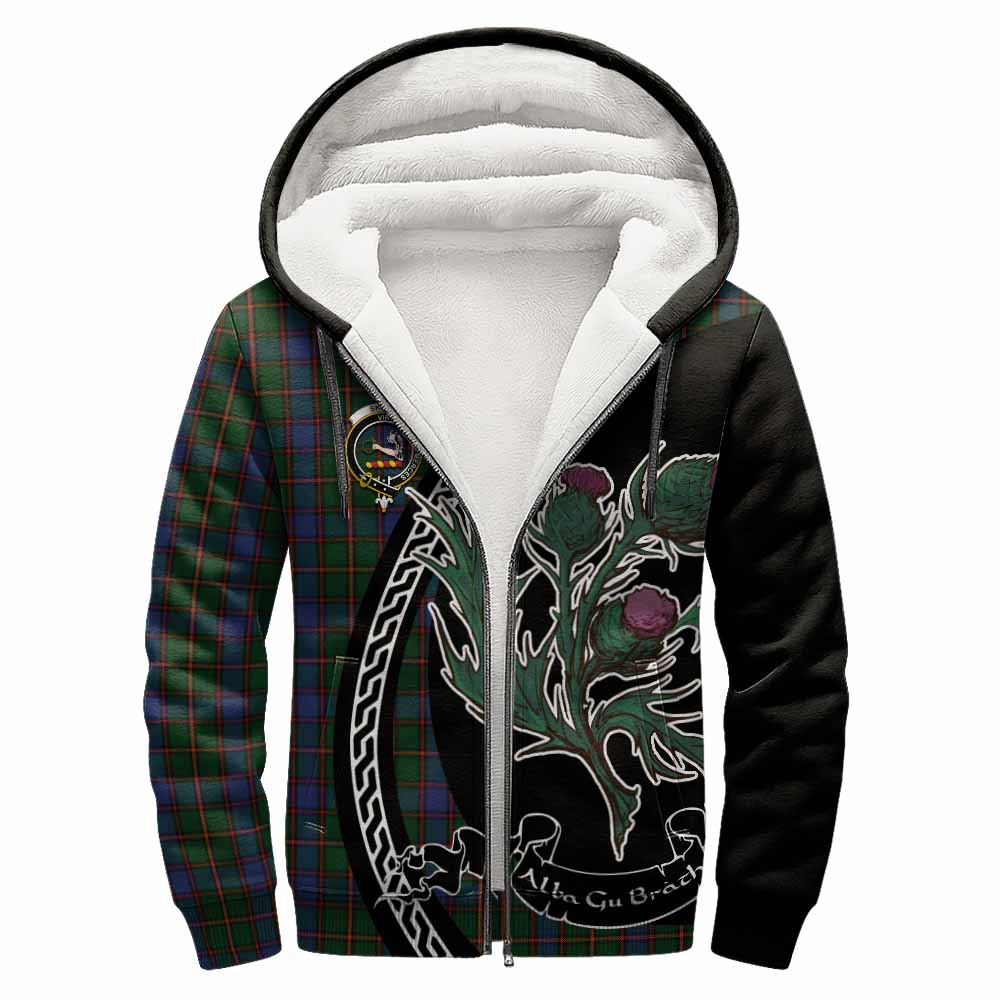 Skene Family Crest Tartan Sherpa Hoodie Alba Thistle Inspired - Tartan Vibes Clothing