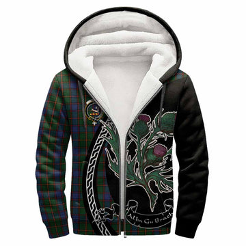 Skene Family Crest Tartan Sherpa Hoodie Alba Thistle Inspired