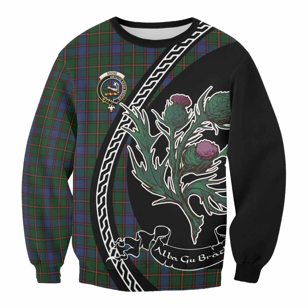 Skene Family Crest Tartan Sweatshirt Alba Thistle Inspired - Tartan Vibes Clothing