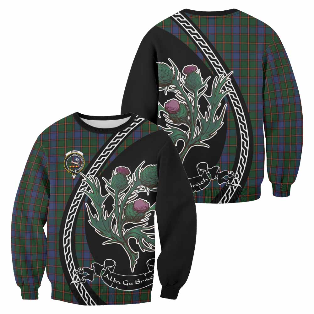 Skene Family Crest Tartan Sweatshirt Alba Thistle Inspired - Tartan Vibes Clothing