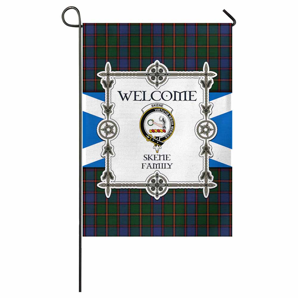 Skene Family Crest Tartan Welcome Garden Flag Saltire Harmony Style - Tartan Vibes Clothing