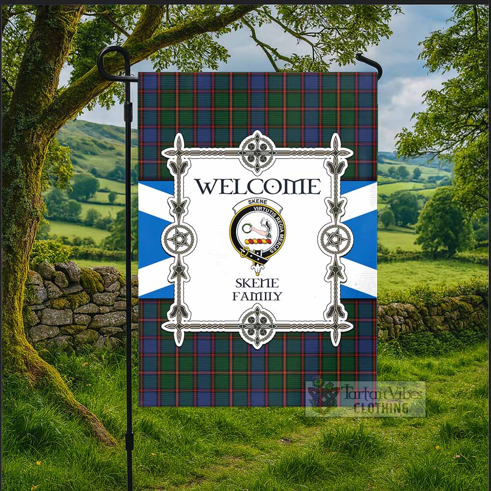 Skene Family Crest Tartan Welcome Garden Flag Saltire Harmony Style - Tartan Vibes Clothing