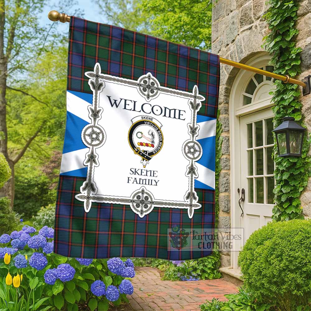 Skene Family Crest Tartan Welcome Garden Flag Saltire Harmony Style - Tartan Vibes Clothing