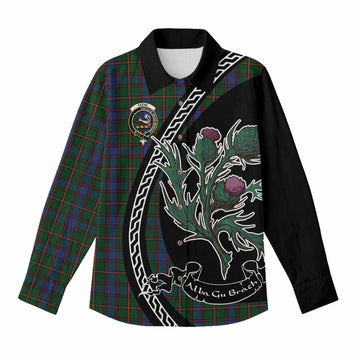 Skene Family Crest Tartan Women Casual Shirt Alba Thistle Inspired - Tartan Vibes Clothing