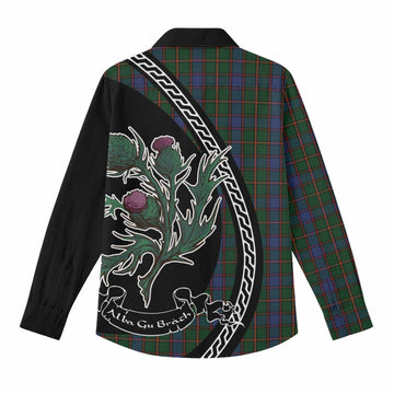 Skene Family Crest Tartan Women Casual Shirt Alba Thistle Inspired - Tartan Vibes Clothing