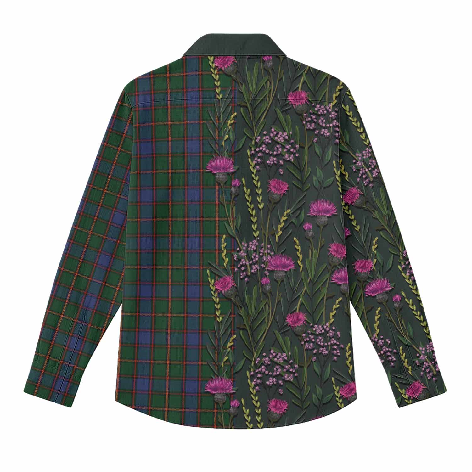 Skene Family Crest Tartan Women Casual Shirt Scottish Thistle Flower Pattern Half Style - Tartan Vibes Clothing