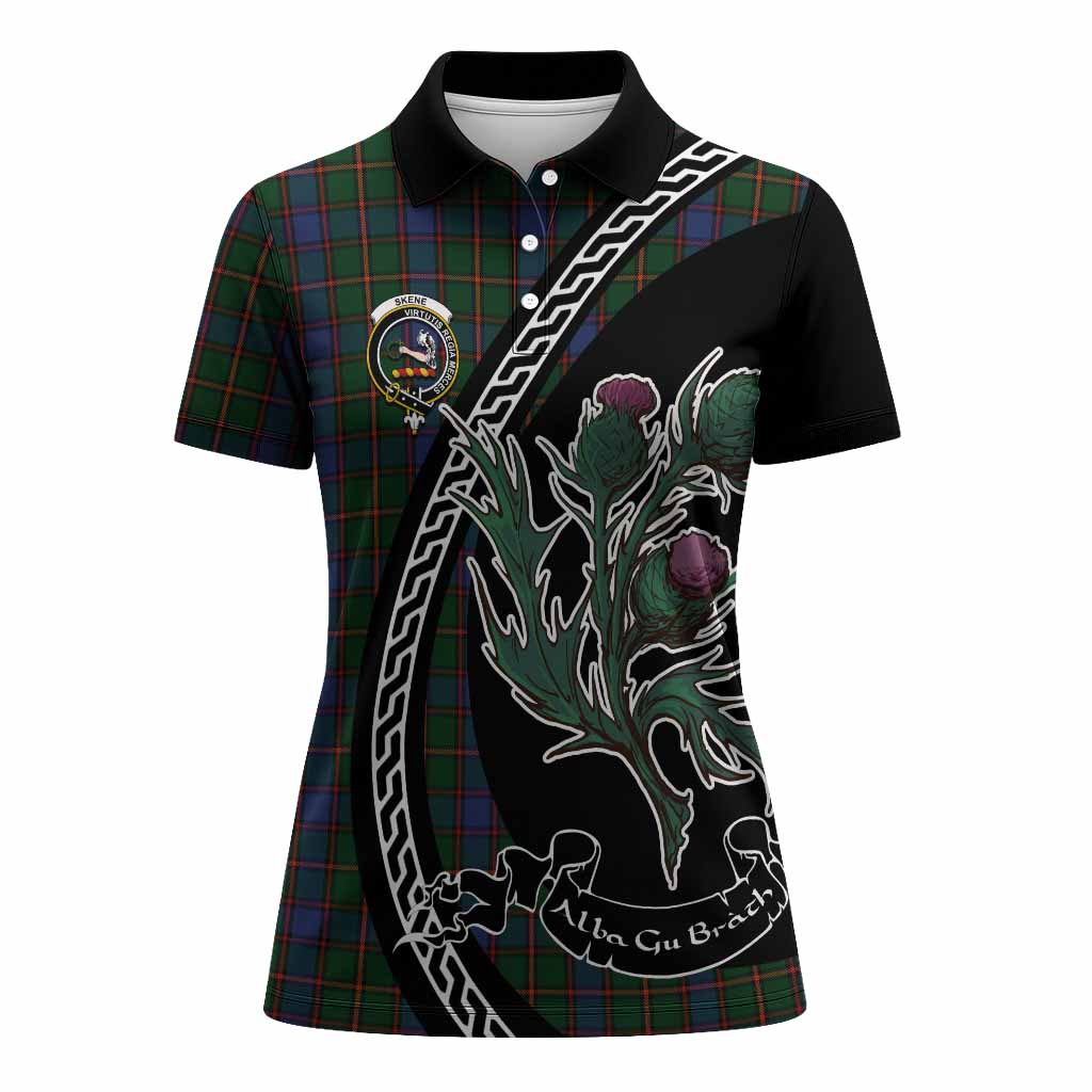 Skene Family Crest Tartan Women Polo Shirt Alba Thistle Inspired - Tartan Vibes Clothing