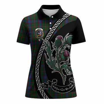 Skene Family Crest Tartan Women Polo Shirt Alba Thistle Inspired