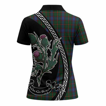 Skene Family Crest Tartan Women Polo Shirt Alba Thistle Inspired
