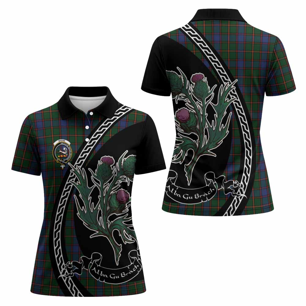 Skene Family Crest Tartan Women Polo Shirt Alba Thistle Inspired - Tartan Vibes Clothing