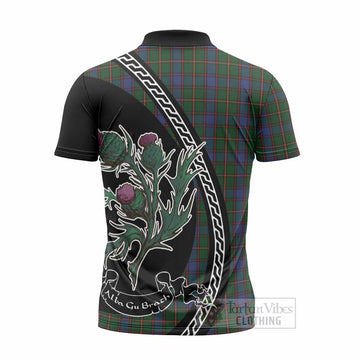 Skene Family Crest Tartan Zipper Polo Shirt Alba Thistle Inspired