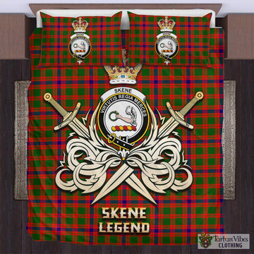 Skene Modern Tartan Bedding Set with Clan Crest and the Golden Sword of Courageous Legacy