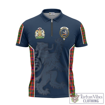 Skene Modern Tartan Zipper Polo Shirt with Family Crest and Lion Rampant Vibes Sport Style