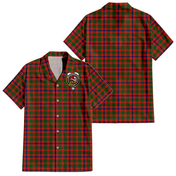 Skene Modern Tartan Short Sleeve Button Down Shirt with Family Crest