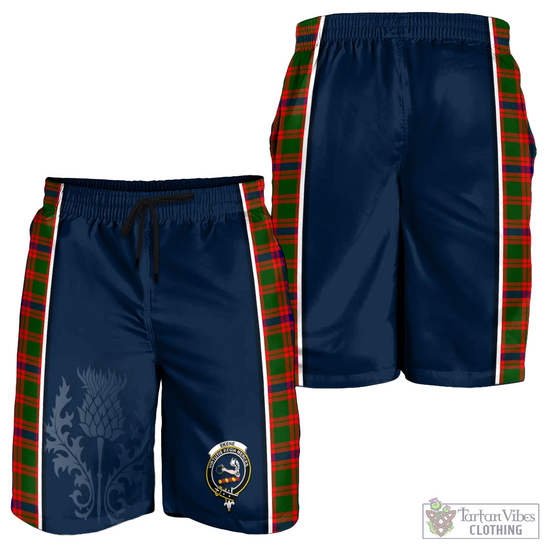 Tartan Vibes Clothing Skene Modern Tartan Men's Shorts with Family Crest and Scottish Thistle Vibes Sport Style