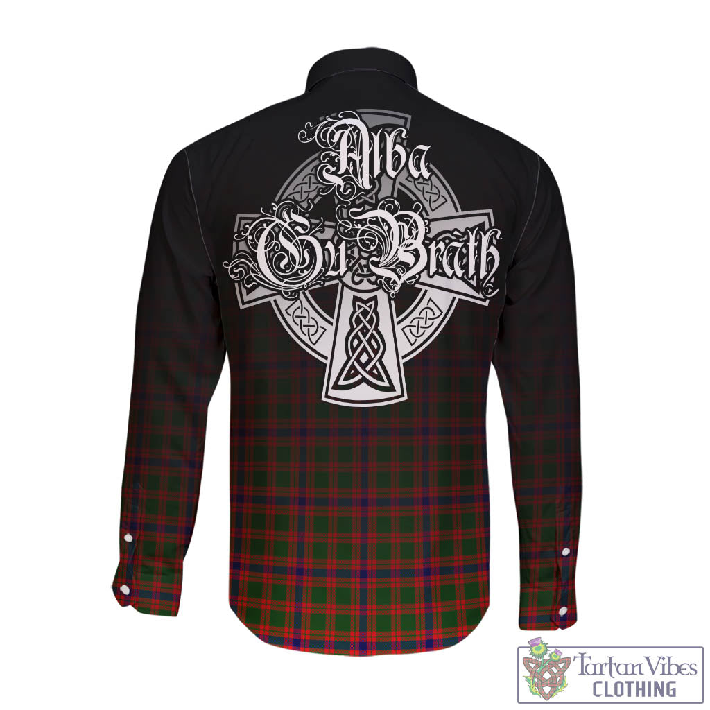 Tartan Vibes Clothing Skene Modern Tartan Long Sleeve Button Up Featuring Alba Gu Brath Family Crest Celtic Inspired