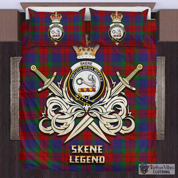 Skene of Cromar Tartan Bedding Set with Clan Crest and the Golden Sword of Courageous Legacy