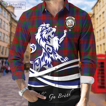 Skene of Cromar Tartan Long Sleeve Button Up Shirt with Alba Gu Brath Regal Lion Emblem