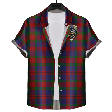 Skene of Cromar Tartan Short Sleeve Button Down Shirt with Family Crest