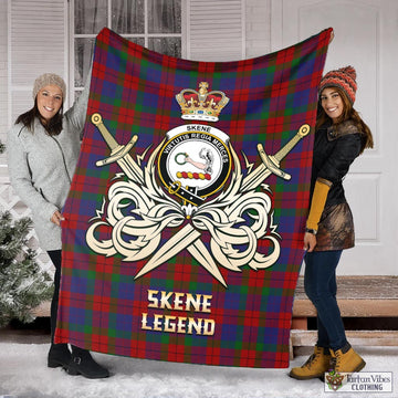 Skene of Cromar Tartan Blanket with Clan Crest and the Golden Sword of Courageous Legacy