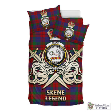 Skene of Cromar Tartan Bedding Set with Clan Crest and the Golden Sword of Courageous Legacy
