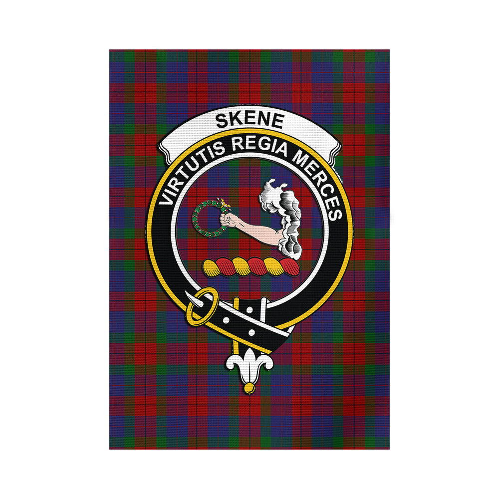 skene-of-cromar-tartan-flag-with-family-crest