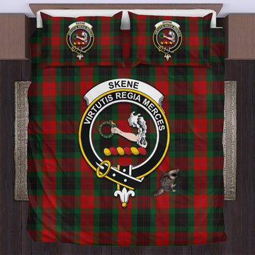Skene of Cromar Black Tartan Bedding Set with Family Crest